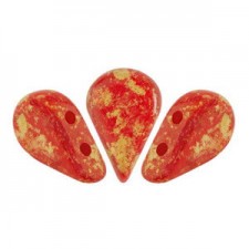 Les perles par Puca® Amos beads Opaque coral red splash 93200/94401